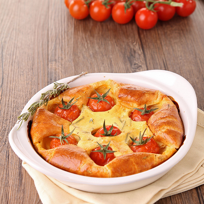 clafoutis chevre et tomates cerise